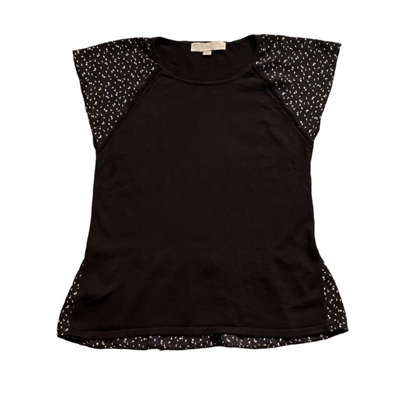 Loft Knit cotton, silk and viscose blend cap sleeved top with floral pri… - Picture 2 of 8